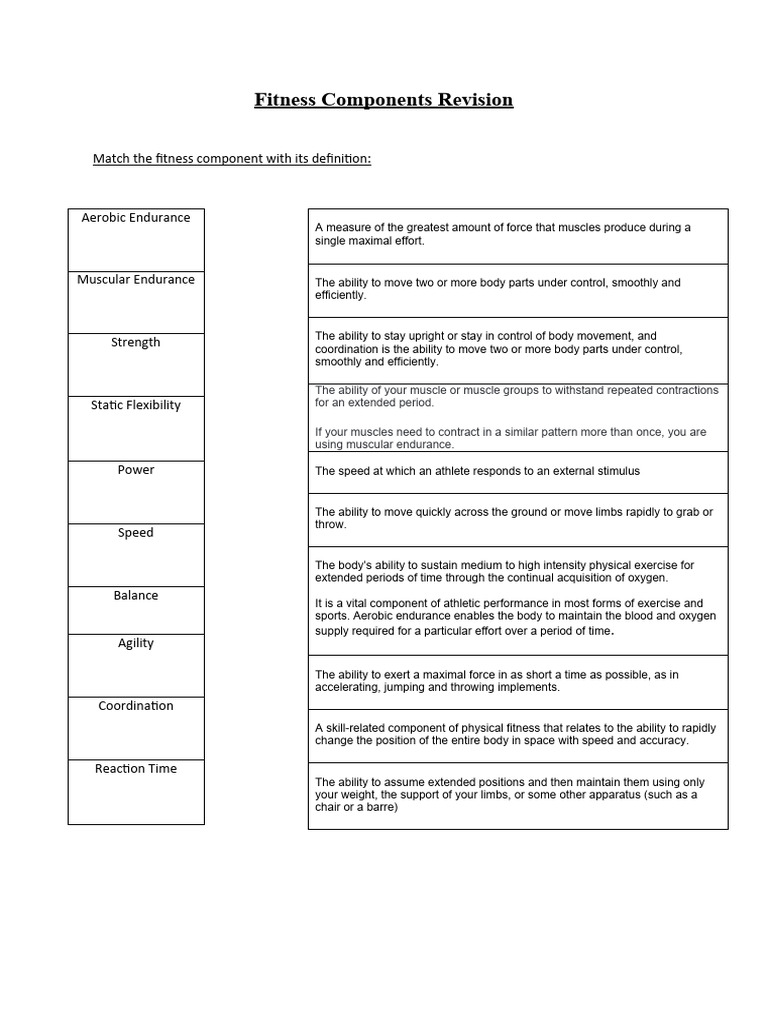 Fitness Components and Test Analysis | PDF | Physical Fitness ...