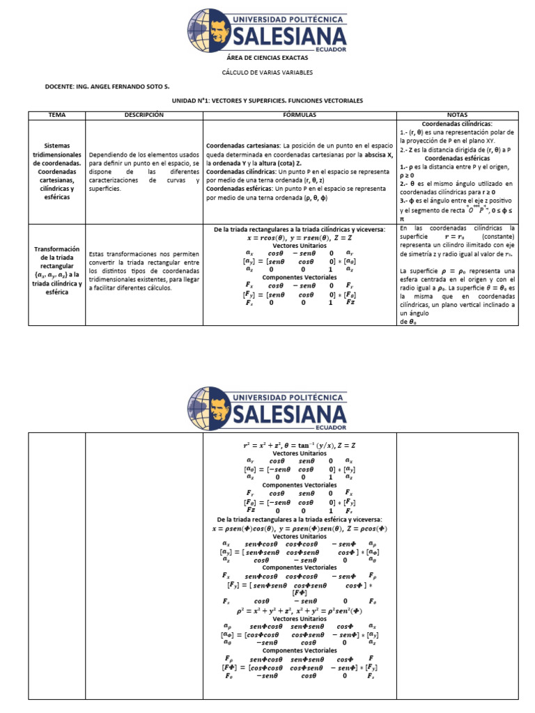 Cálculo de Múltiples Variables: Vectores y Superficies | PDF | Integral ...