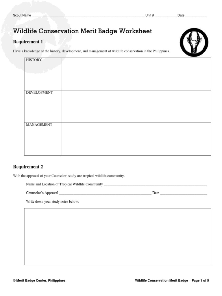 WILDLIFE MANAGEMENT WORKSHEET intelligence overview