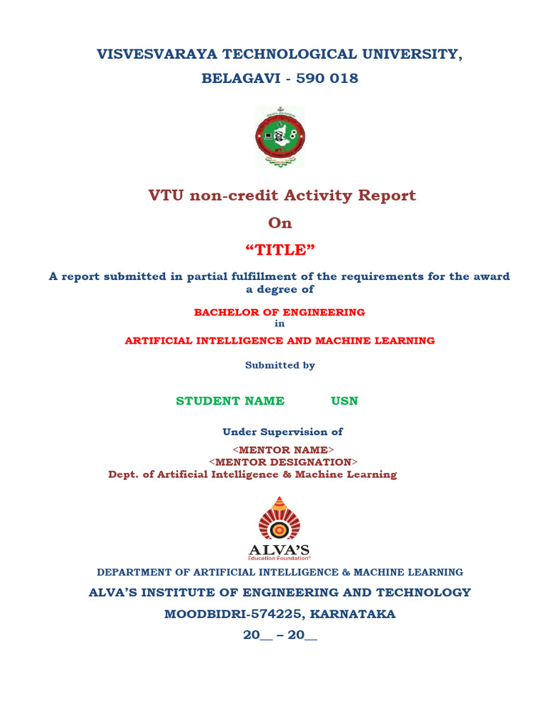 VTU Non-Credit Activity Report AI/ML | PDF | Cognitive Science ...