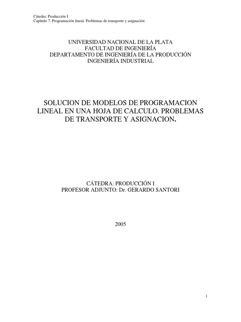 Uso de Excel para Formular y Resolver Problemas de Transporte y ...