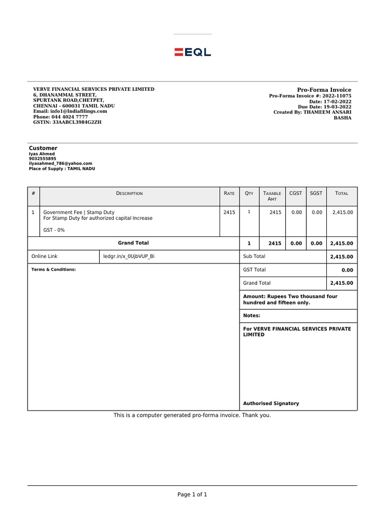Pro forma invoice 2022 11075 pdf pro forma sales