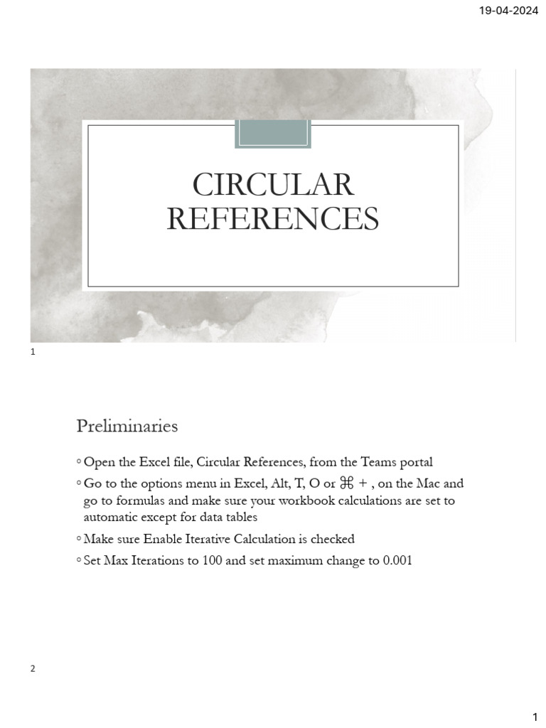 Circular References | PDF | Microsoft Excel | Spreadsheet