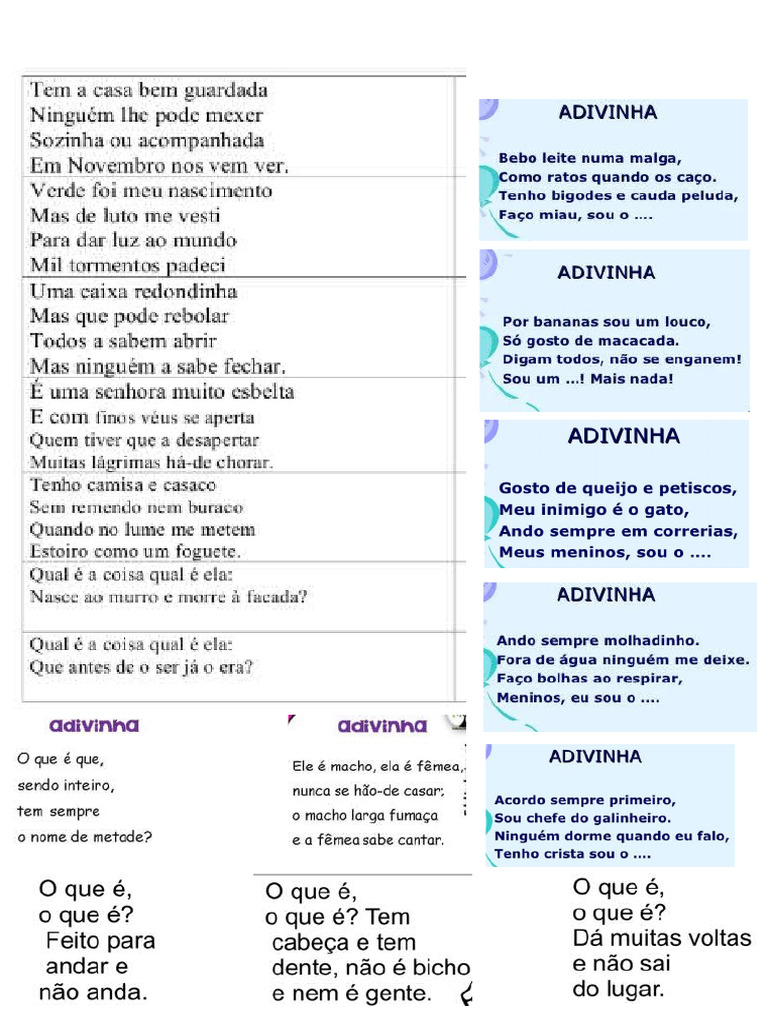 Adivinhas sobre Animais e suas Respostas | PDF | Gatos | Zoologia