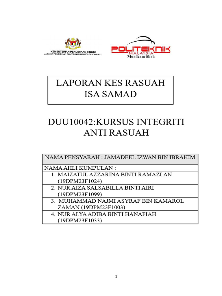 Laporan Kes Rasuah Isa Samad | PDF