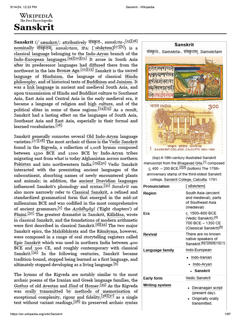 SANSKRIT WHEN STARTED intelligence overview