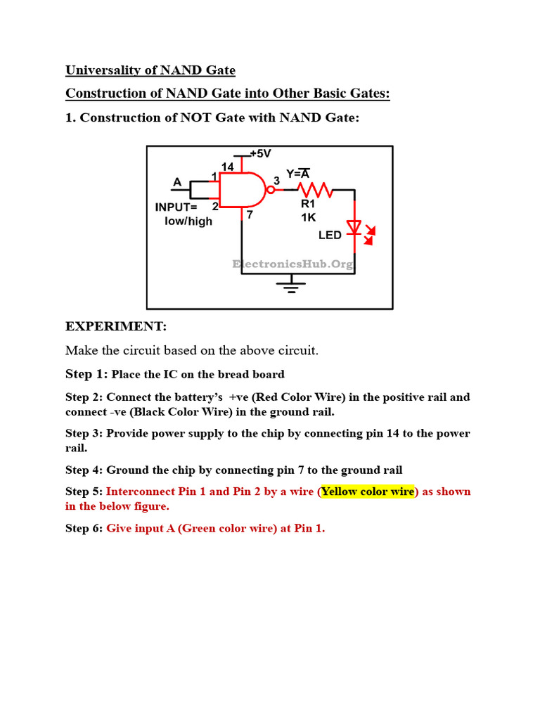 Construction of basic gates using NAND Gate | PDF | Logic Gate ...