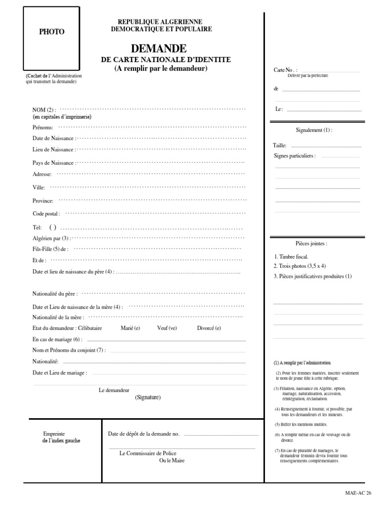 Demande de Carte Nationale d'Identité | PDF | Famille | Gouvernement et ...