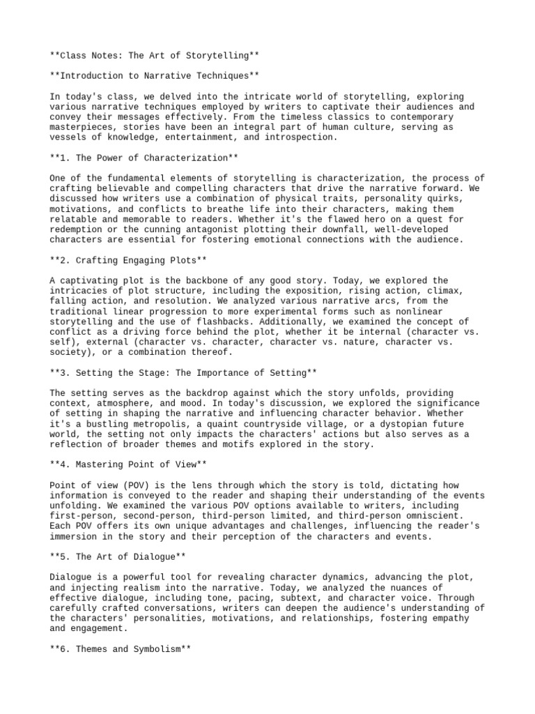 Harvard Ep 1 Class Note The Art of Storytelling | PDF | Narration ...