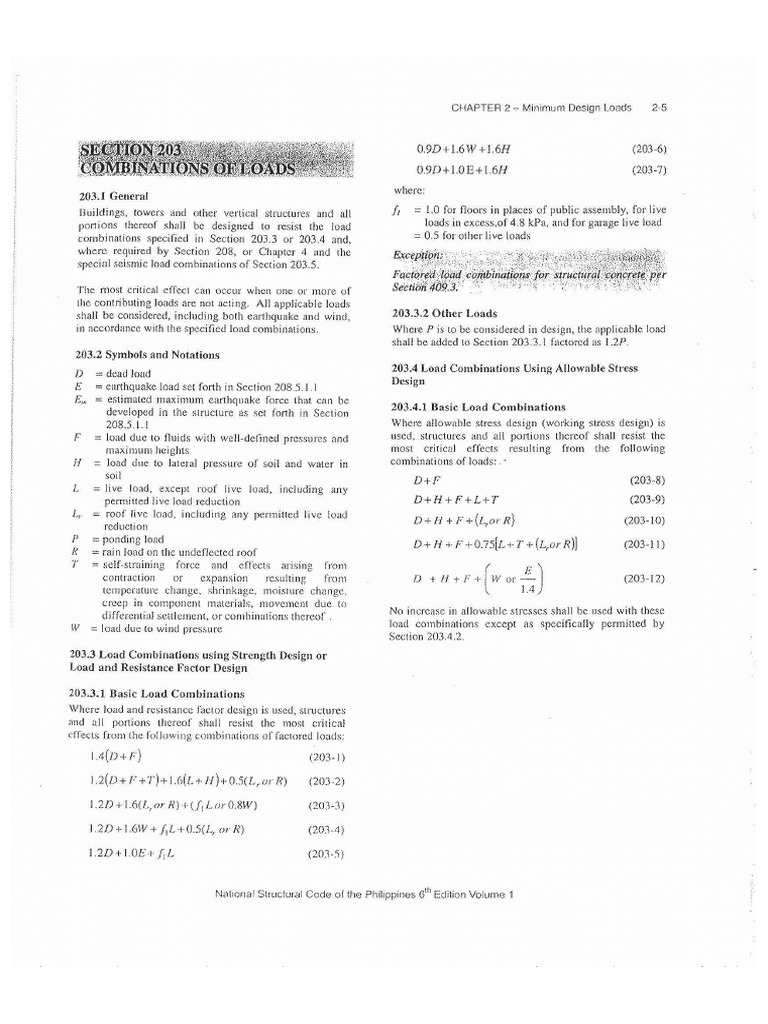 Section 203 Combination of Loads | PDF