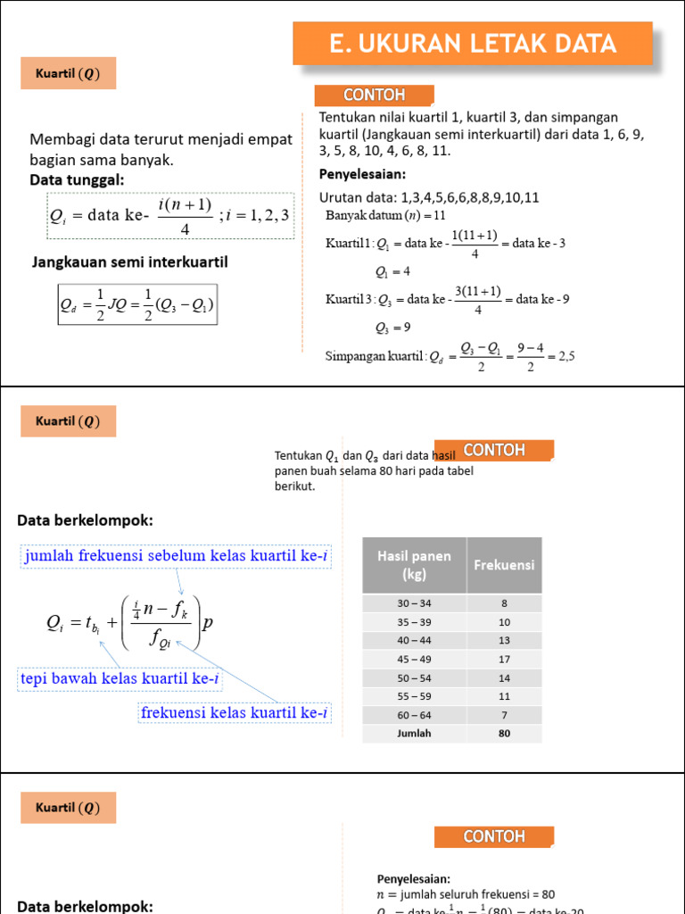 Menghitung Kuartil Data Terurut dan Berkelompok | PDF | Metode & Bahan Ajar
