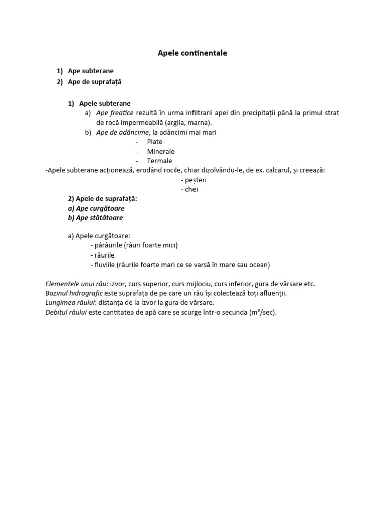 Apele Continentale | PDF