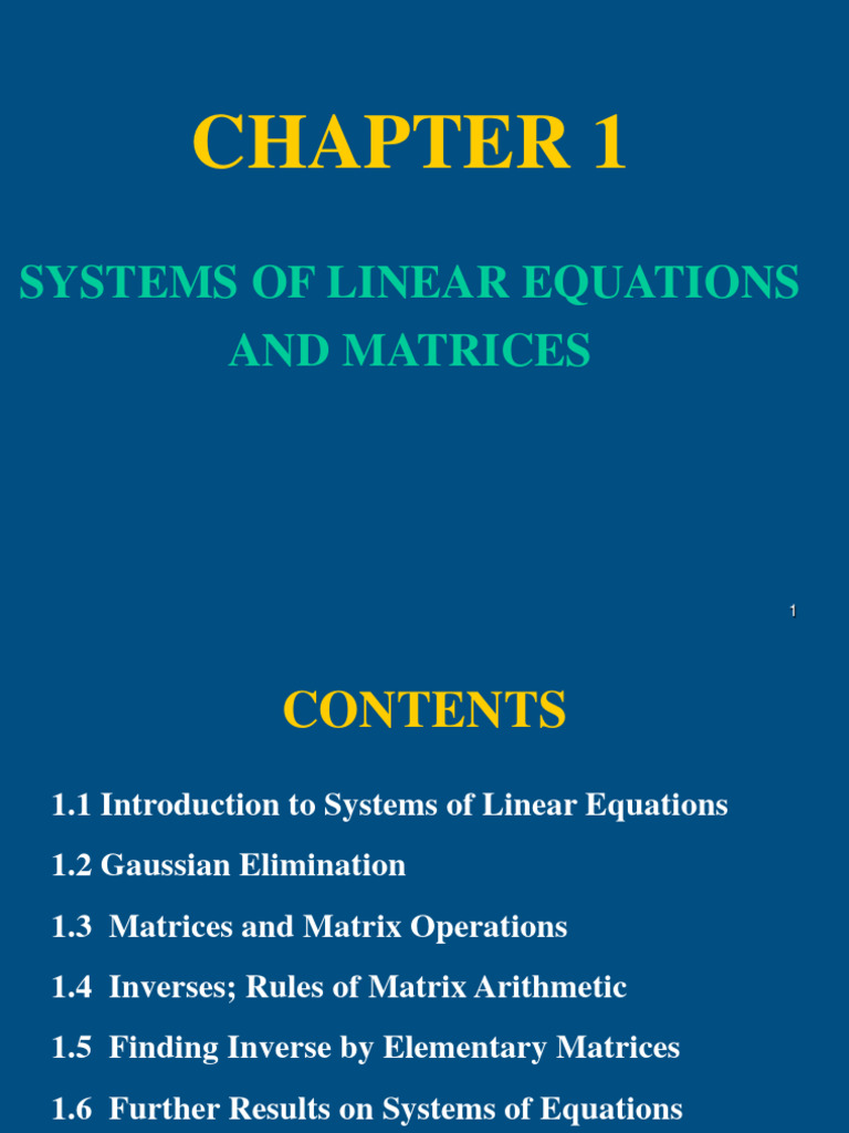 Chapter 1 system of linear equations and matrices download free pdf