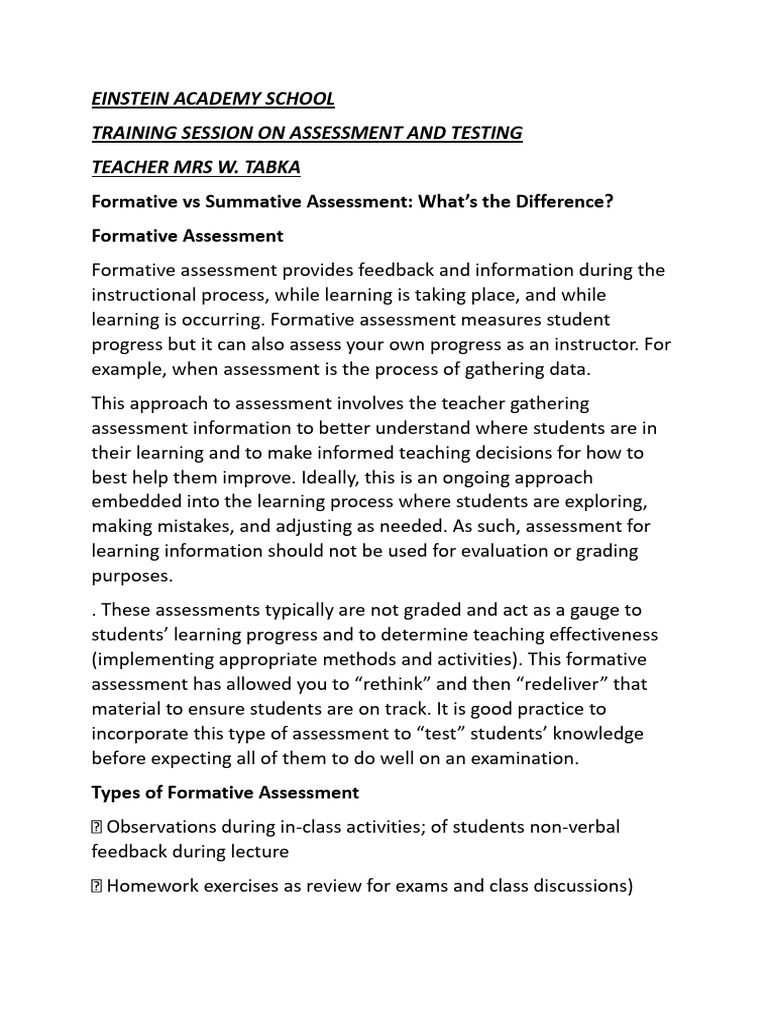 Formative vs Summative Assessment Guide | PDF | Educational Assessment ...