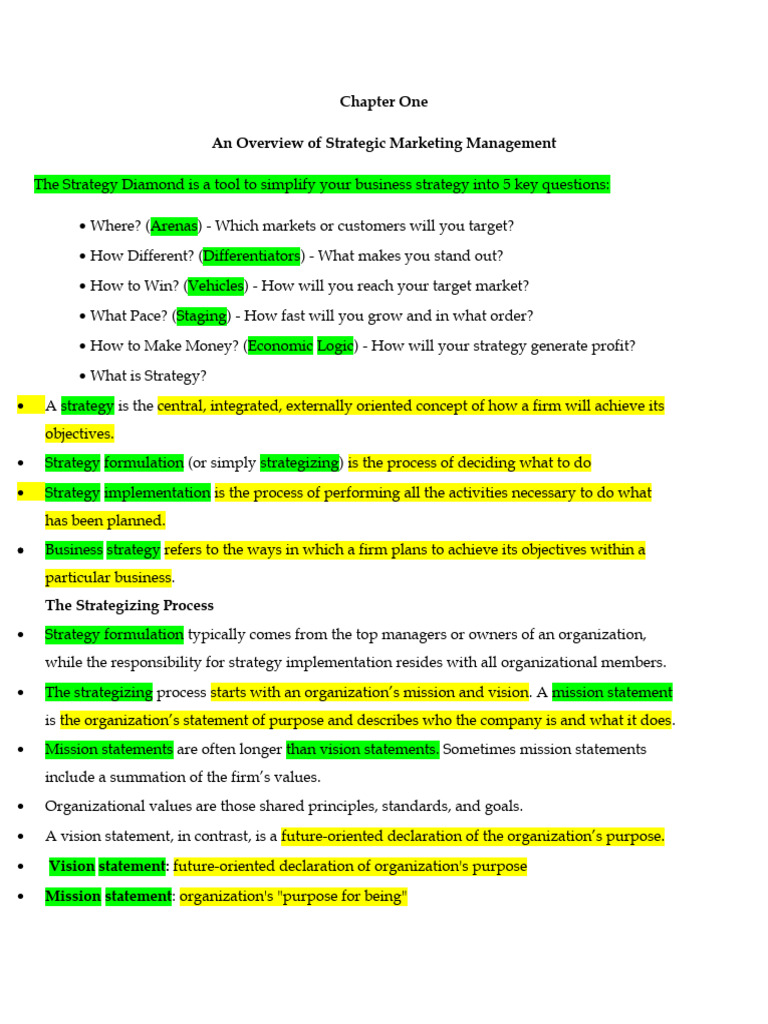 Strategic Marketing Management Overview | PDF | Strategic Management ...