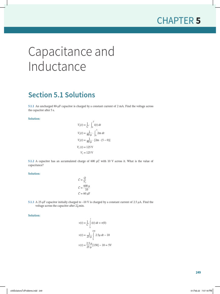 Solutions for Capacitor Voltage and Current | PDF | Capacitor | Inductor