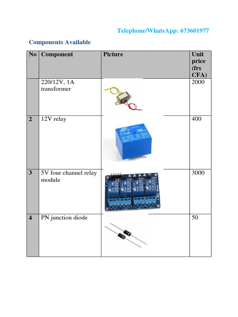 Electronics Components Price List | PDF | Technology & Engineering