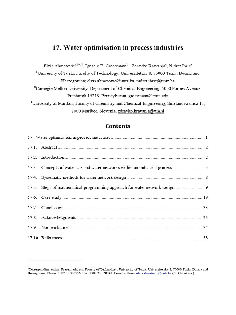 Book Chapter Water Optimisation in Process Industries Final | PDF ...