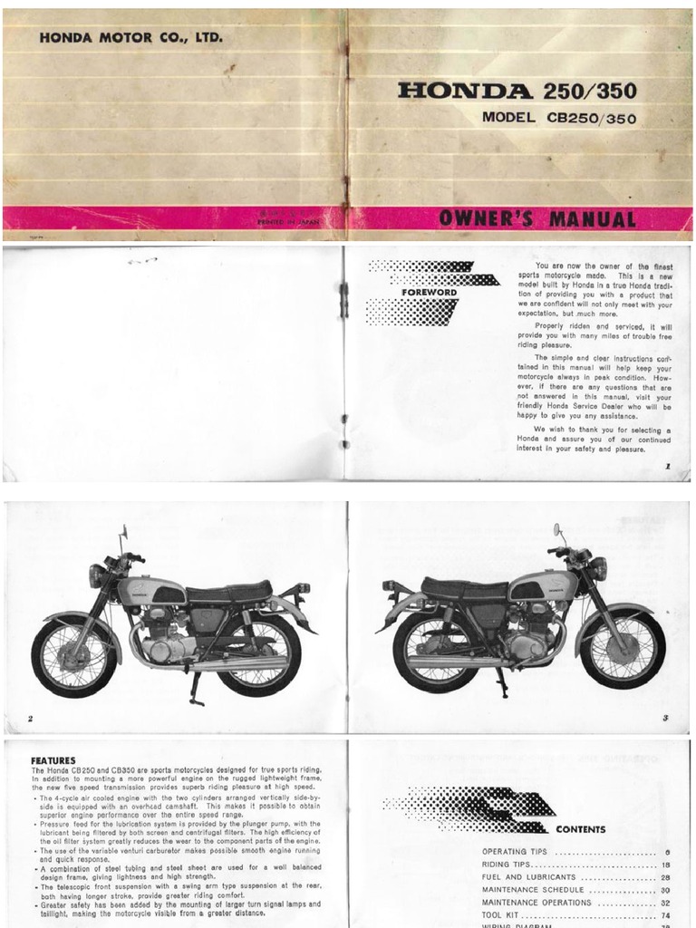 Honda CB350 Owners Manual | PDF
