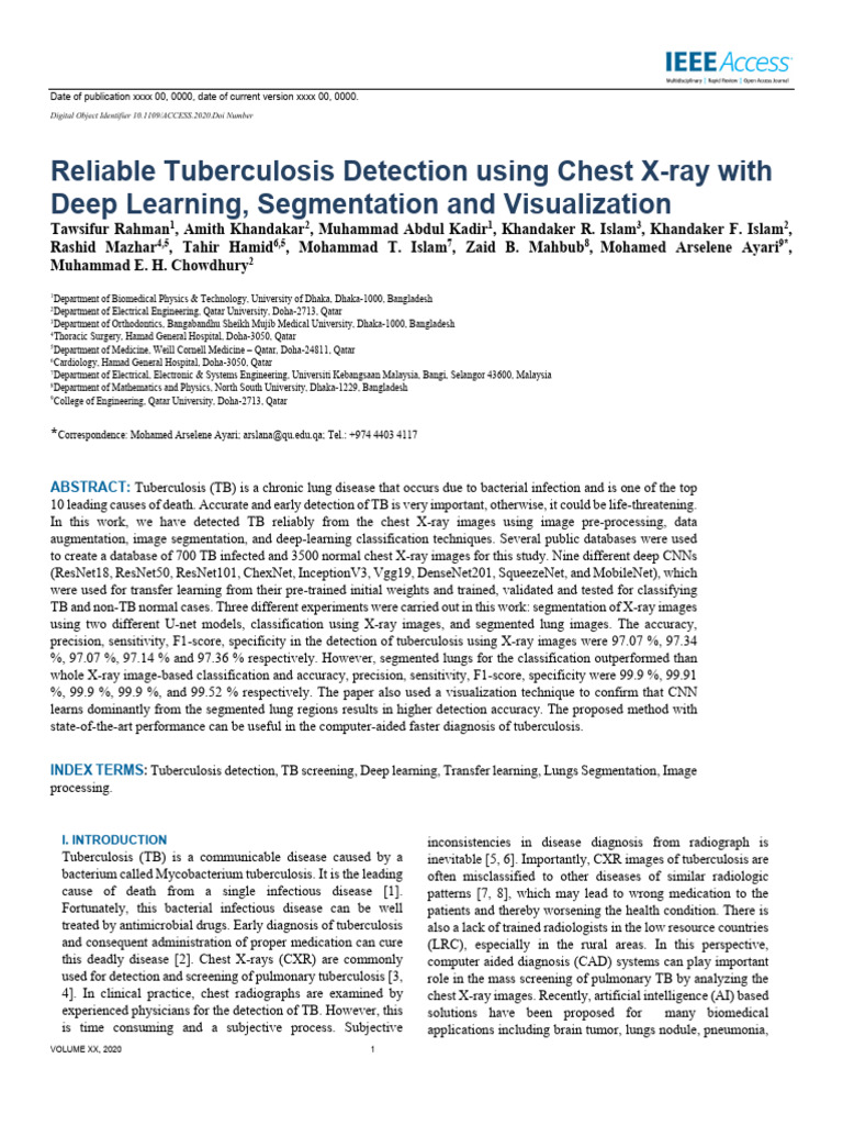 Tuberculosis Detection via Deep Learning X-ray | PDF | Deep Learning ...