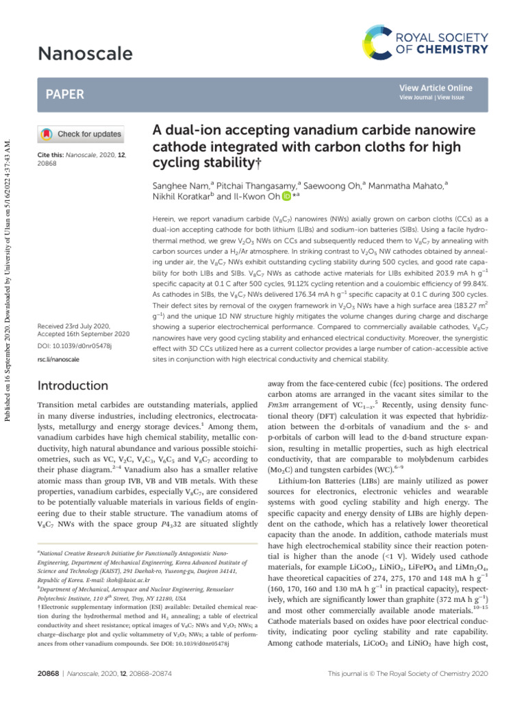 Nanoscale | PDF | Lithium Ion Battery | Chemistry