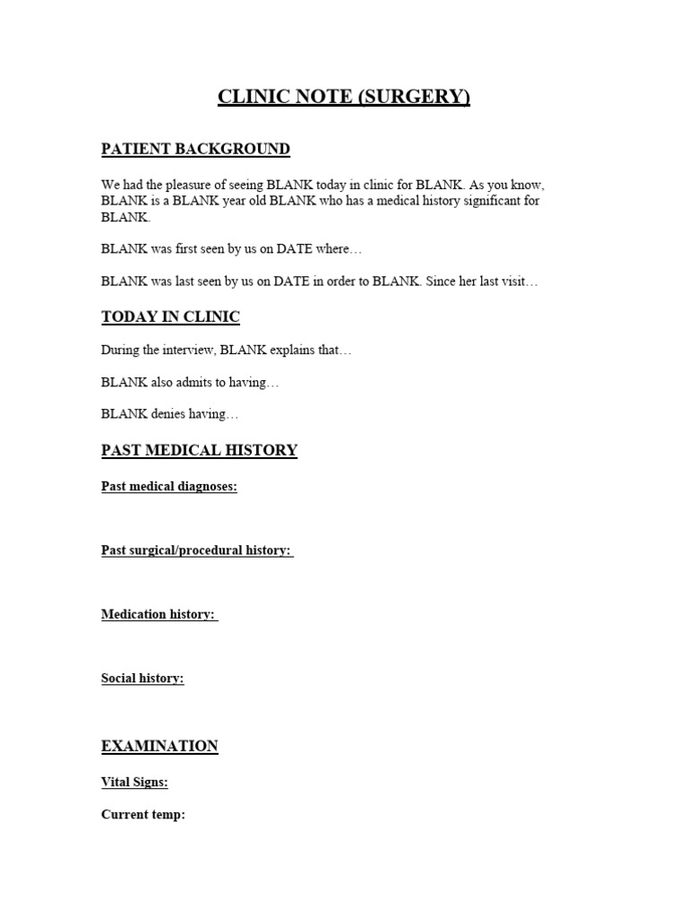 Clinic Surgery Note Letter Format | PDF | Science & Mathematics