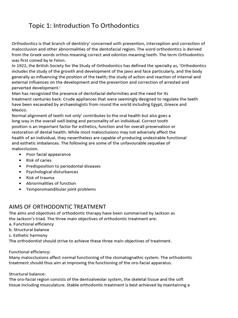 Introduction to Orthodontics Overview | PDF | Orthodontics | Dentistry
