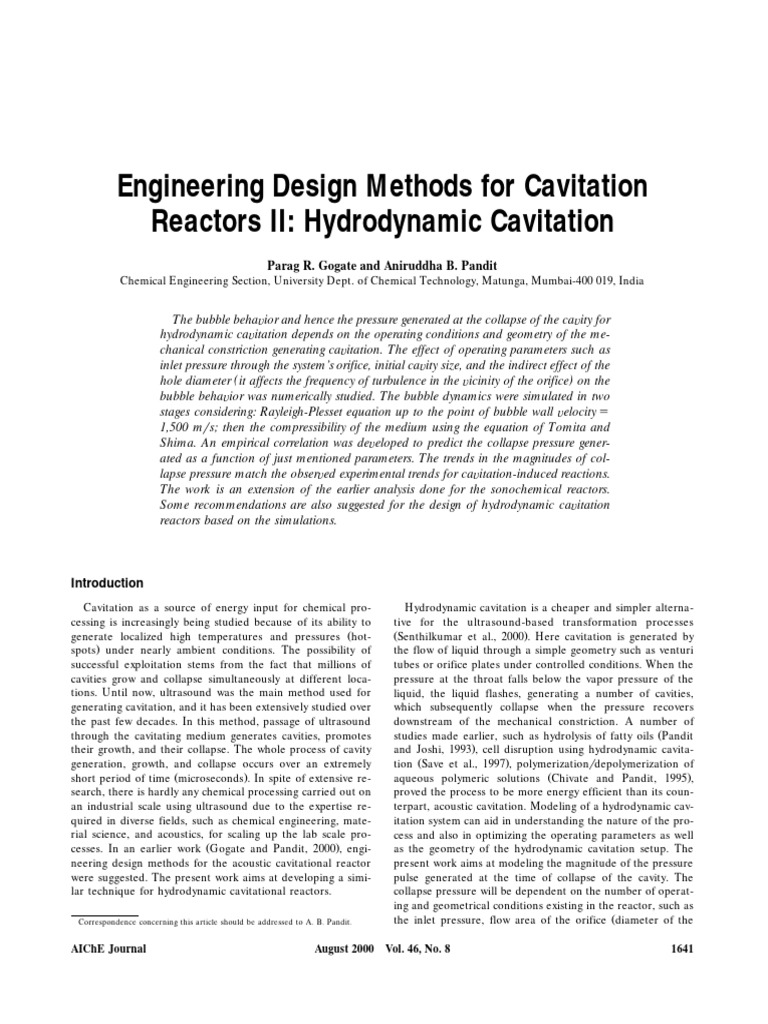 Engineering Design Methods For Cavitatio | Download Free PDF ...