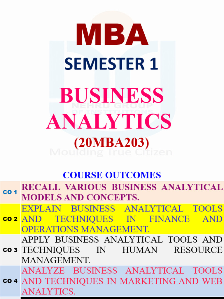 Business Analytics Course Overview | PDF