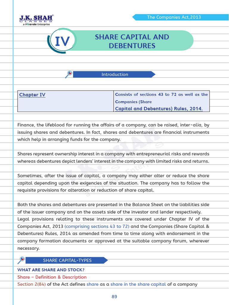 Share Capital and Debentures | PDF | Preferred Stock | Dividend