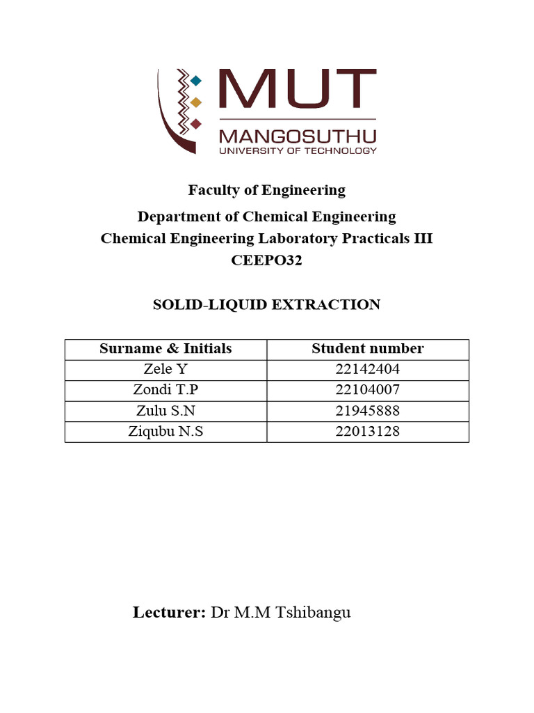 Solid Liquid Extraction | PDF | Chemistry | Physical Sciences