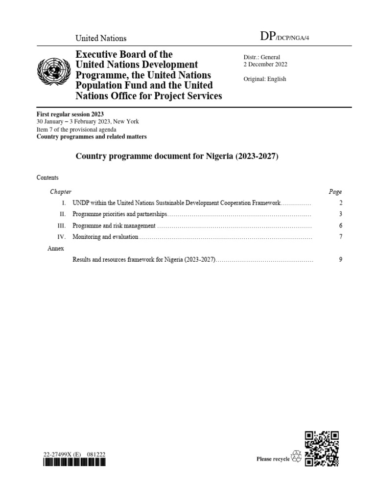 Nigeria Country Programme Document 2023-2027 | PDF | Cost Of Living ...