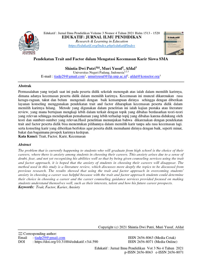 Pendekatan Trait and Factor | PDF