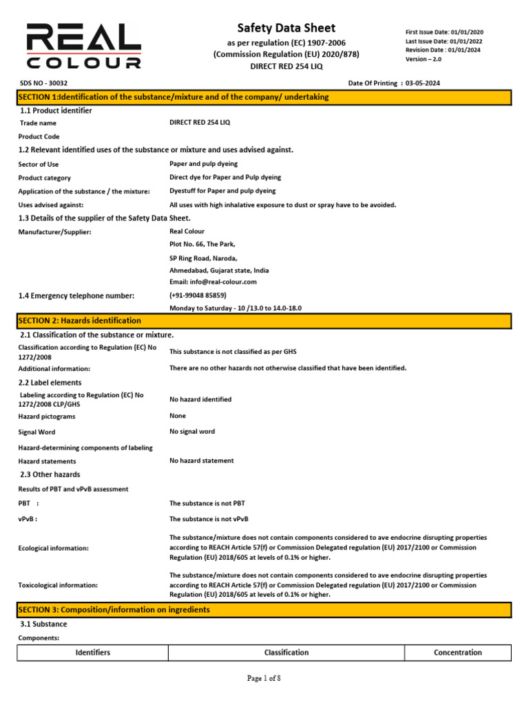 Inkjet Printer Hazards: Direct Red 254 | PDF | Firefighting ...