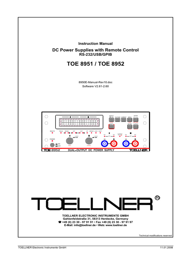 Toe 8951 - Toe 8952 | PDF | Power Supply | Ac Power Plugs And Sockets