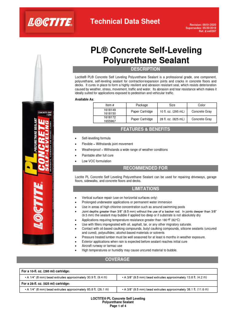 tdsusloctitelocplconcreteselflevelingpolyurethanesealant20200901 PDF Concrete