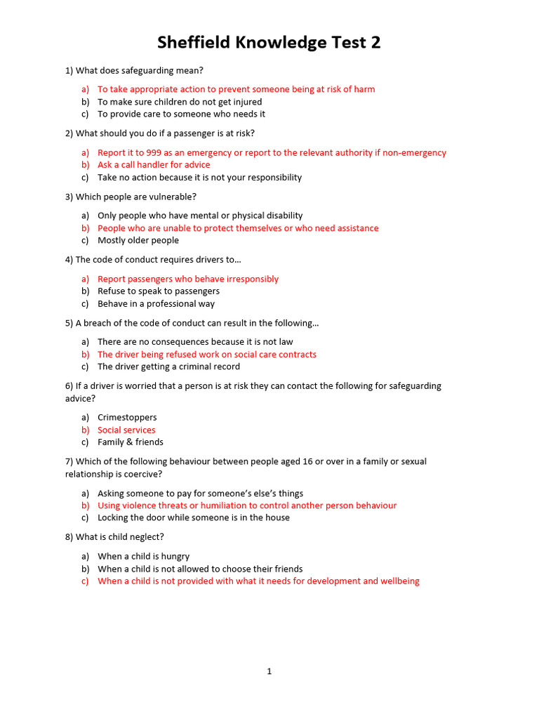 Knowledge Test 2 | PDF | Transport