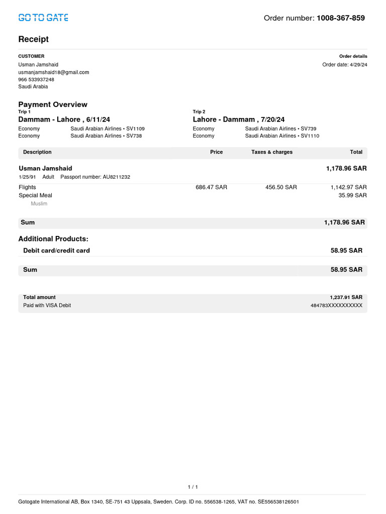 Air ticket pdf