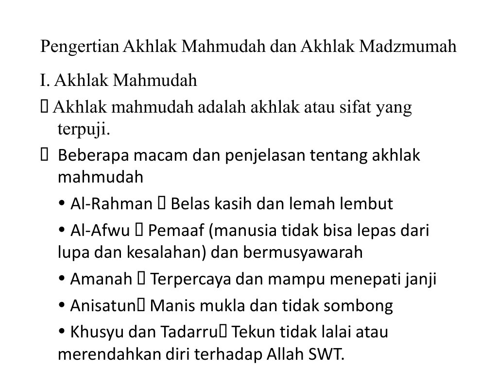 Pengertian Akhlak Mahmudah Dan Akhlak Madzmumah (Shevrina No.1 | PDF