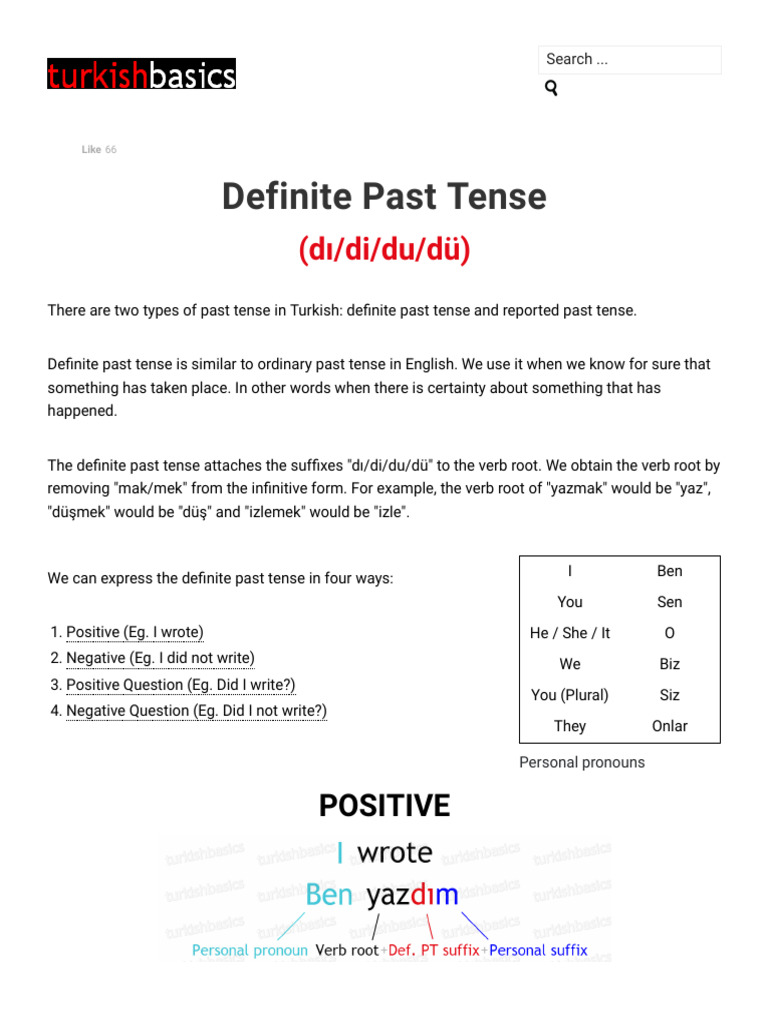 Turkish Definite Past Tense Guide | PDF | Verb | Syntax