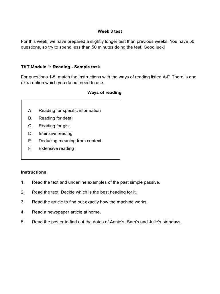 Week 3 Test Oct 20 | PDF | Learning | Vocabulary