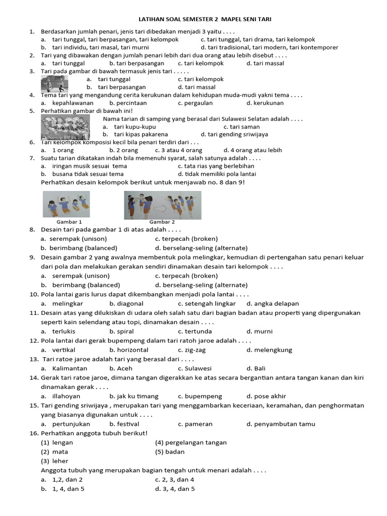 Soal Seni Tari Kelas 5 Semester 2 | PDF