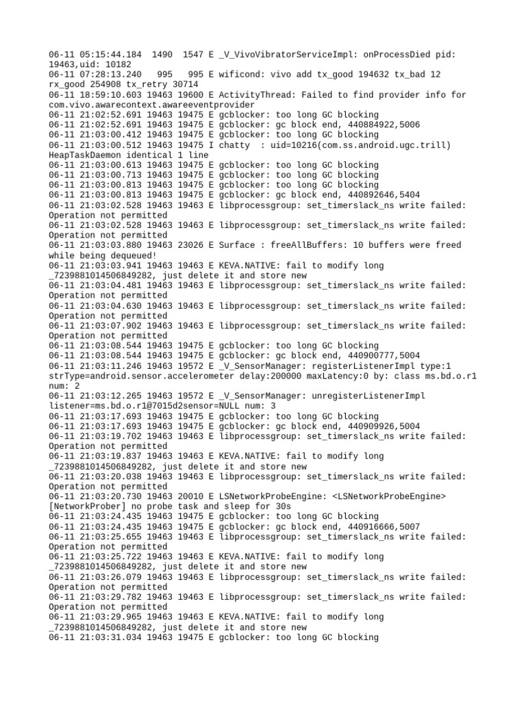 Vivo Device Error Log Analysis | PDF | Android (Operating System ...