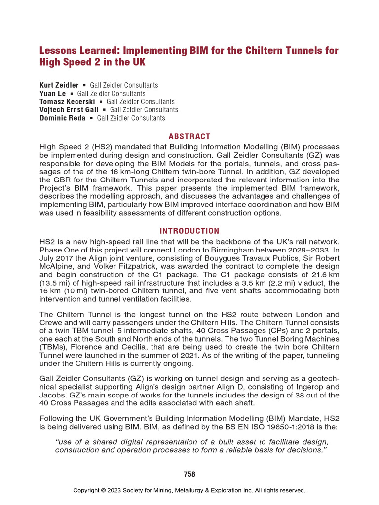 Lessons Learned Implementing BIM For The Chiltern Tunnels For High ...