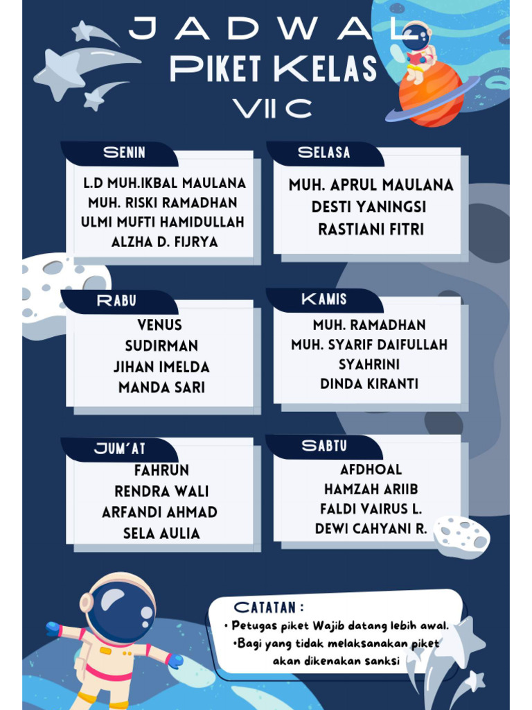 Jadwal Piket Kelas 7C | PDF