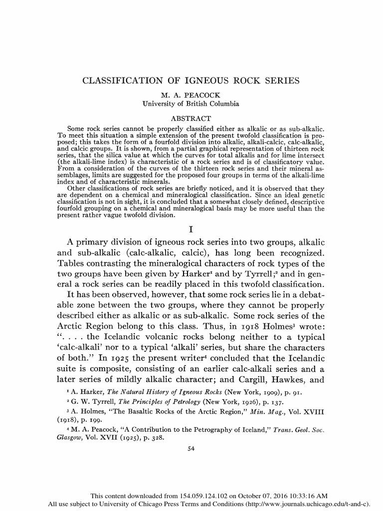 Fourfold Classification of Igneous Rocks | PDF | Igneous Rock | Minerals