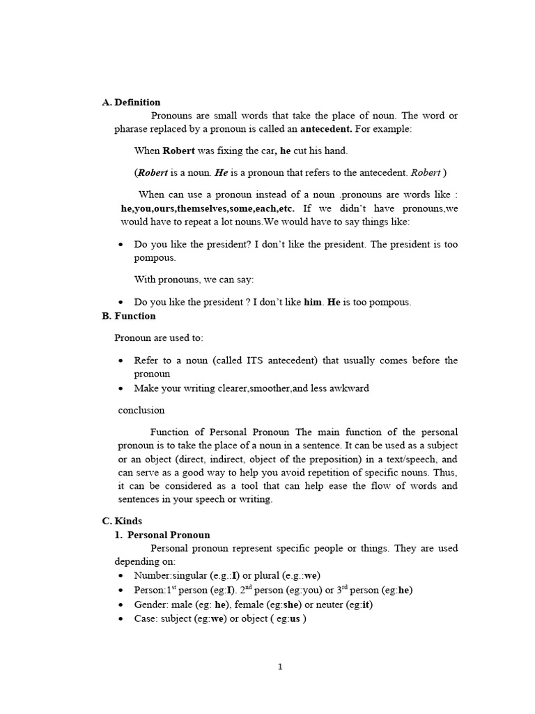 Pronouns Pdf Pronoun Grammatical Number
