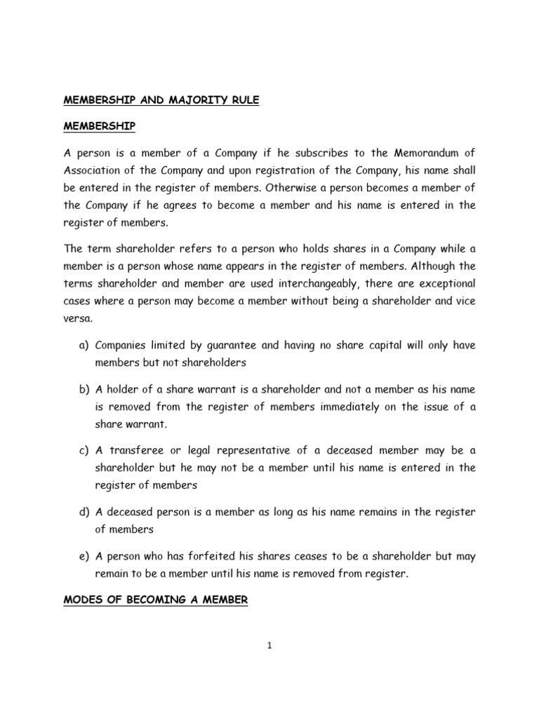 Membership Rules in Companies Explained | PDF | Dividend | Preferred Stock