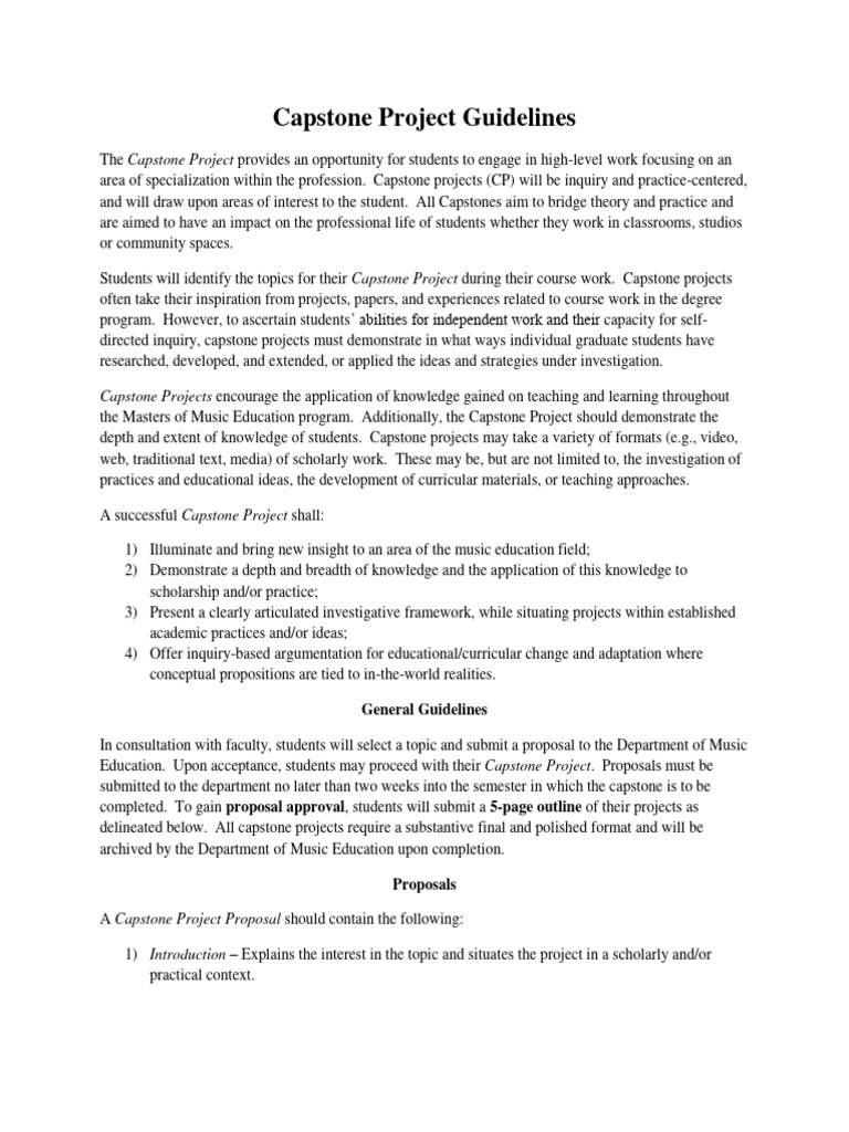 Capstone Project Guidelines for Music Education | PDF | Knowledge ...
