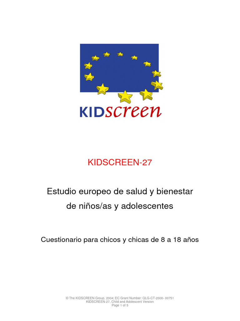Cuestionario KIDSCREEN-27 para Adolescentes | PDF | Salud y bienestar ...